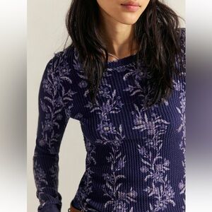 We The Free Pretty Little Thermal Folk Vines Size L NWT